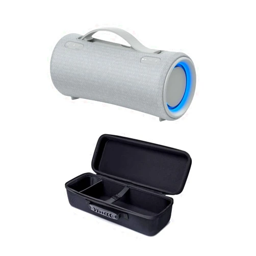Sony SRS-XG300 X-Series Wireless Portable-Bluetooth Party-Speaker (Light Gray) Bundle with Hard Travel Case (2 Items)
