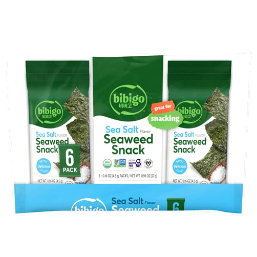 Bibigo Sea Salt Flavored Seaweed Snacks - 6 Packs of 6