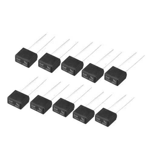uxcell 10Pcs DIP Mounted Miniature Square Slow Blow Micro Fuse T6.3A 6.3A 250V Black