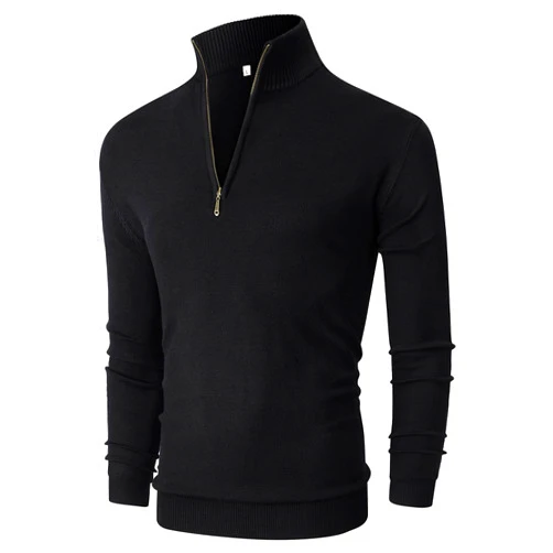 NITAGUT Mens Slim Fit Quarter Zip Mock Neck Polo Sweater Casual Long Sleeve Sweater and Turtleneck Pullover