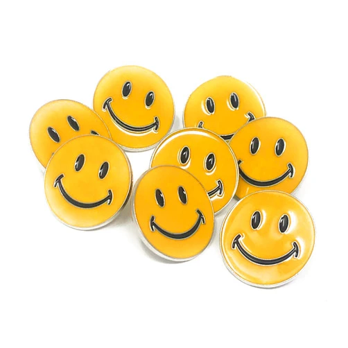 Funiverse Bulk Deluxe 50 Pack of Happy Face Lapel Pins - Enamel on Zinc Alloy with Rubber Backing