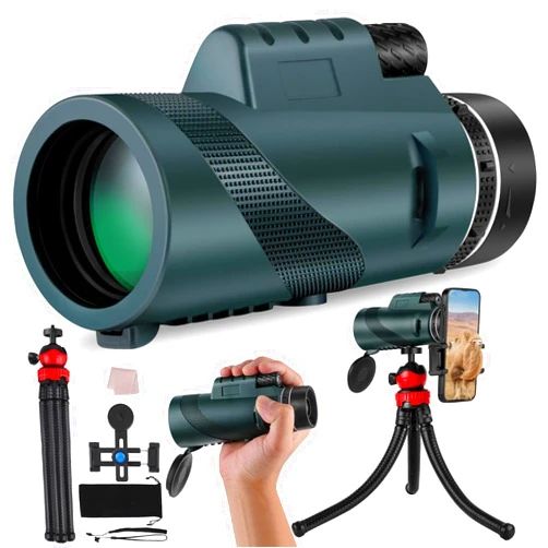 MZEAL 80x100 Monoculars Telescope with Octopus Bracket, High Powered Monocular Telescope with Smartphone Adapter & Tripod, Long Distance Monocular for Hunting Watching Bird Camping Hiking