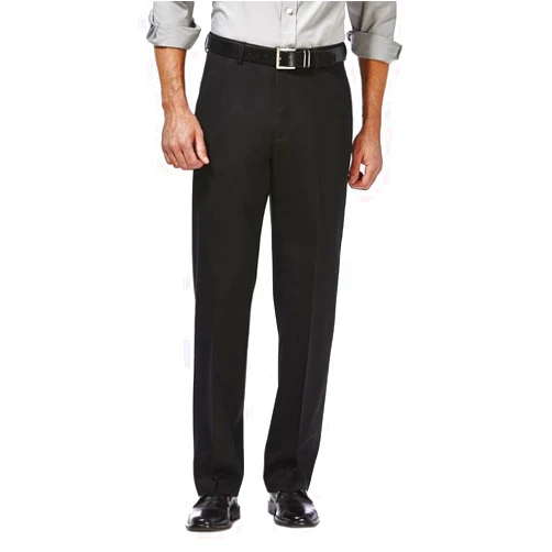 Haggar Men's Premium No Iron Khaki Classic Fit Expandable Waist Flat Front Pant (Regular and Big & Tall Sizes)