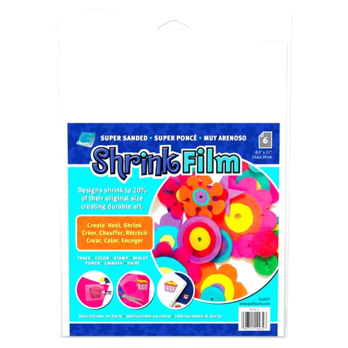 Grafix Film Sanded, 8.5 x 11”, Pack of 6 – Translucent, Sheets, Design Your Art and Shrink It to Create Jewelry, Embellishments, Paper Crafts, Gift Tags, Ornaments, 6 Count, KSF6-S
