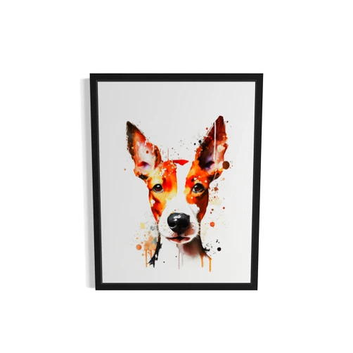 HomeArtPrint Basenji Dog Art Print Poster, Watercolor Splash Wall Art Painting Puppy Pop Art For Bedroom Living Room Bathroom Puppies Decor 72 (Basenji, 11 x 14 inches, Unframed)