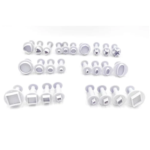 Gobaker 26pcs Plunger Cutters Fondant Cookie Cutters Sugarcraft Cake Decorating Tools, Square/Round/Diamond/Octagon/Heart/Oval/Star