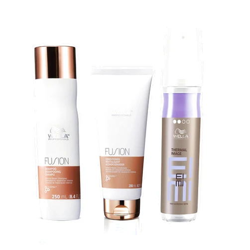 Wella Professionals Fusion Intense Repair Shampoo & Conditioner For Damaged & Anti Hair Breakage + EIMI Thermal Image Heat Protection Hairspray, For Added Smoothness And Shine, Hair Care Bundle
