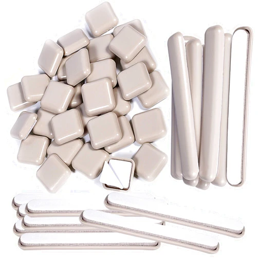 EZHOUSE 48 Combo Pack Self-Stick Carpet Gliders for Chair-32PCS 1inch Square Self Adhesive Furniture Glides&16PCS 1/2