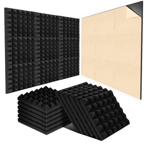Aukivon 18 Pack Acoustic Foam Panels Self-adhesive, 12 x 12 x 2 Inches High Density Decorative Sound Absorbing Panels, Sound Panels Noise Reducing for Walls, Recoding Studio, Office