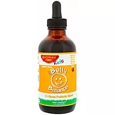 Bioray Inc Kids NDF Belly Balance 11-Strain Probiotic Blend Berry Flavor 4 fl oz 120ml