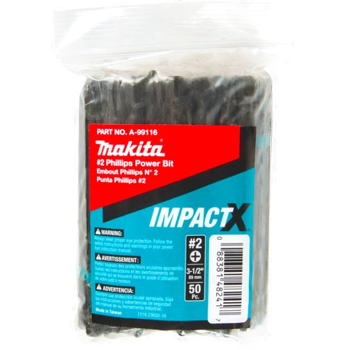 Makita A-99116 Impactx #2 Phillips 3-1/2″ Power Bit, 50 Pack, Bulk