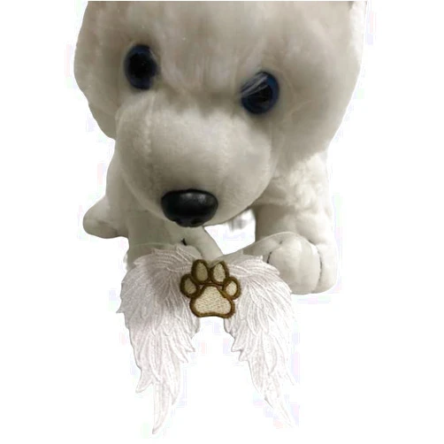 Handmade Pet Loss Gifts, Angel Wings with Paw Print FSL, Plush Husky, Pet Loss, Loss of Pet, Memorial, Rainbow Bridge