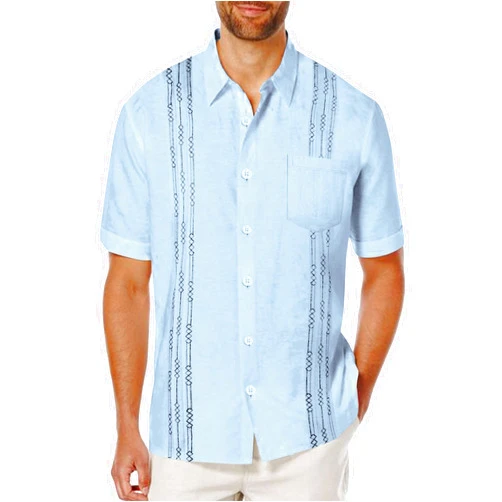 COOFANDY Mens Cotton Linen Cuban Guayabera Shirt Casual Short Sleeve Button Down Shirts Summer Beach Tops