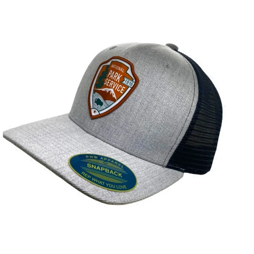 PNW Wonderland Apparel National Park Service Mens Snapback/MESH Trucker HAT with Woven Park Service NPS Patch