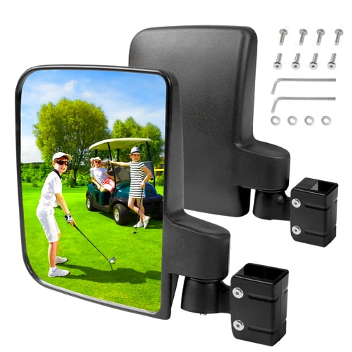 ILSKW No Drilling Golf Cart Side Mirror,Universal Foldable Rear View Mirrors for 0.75
