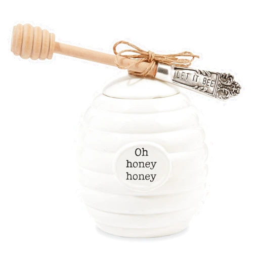 Mud Pie Honey Pot Serving Set, White