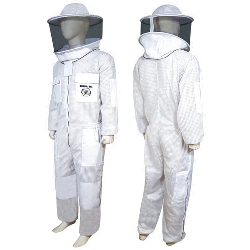 BRUTUL FIGHT Brutul Bee 3 Layer Beekeeping Ultralight Ventilated Suit With Round Veil (WHITE, 2XL)