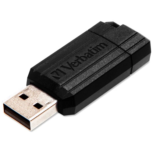 Verbatim 8GB PinStripe Retractable USB 2.0 Flash Thumb Drive with Microban Antimicrobial Product Protection – Black