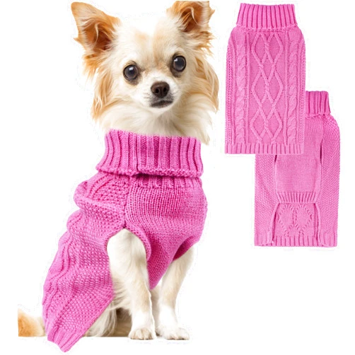 Viunimo Dog Sweaters for Small Dogs XS Dog Sweaters Girl Pink Chihuahua Sweaters Warm Dog Winter Clothes Knitted Puppy Sweater for Yorkie Sleeveless Pet Clothes Doggy Outfit Custume (Pink, X-Small)
