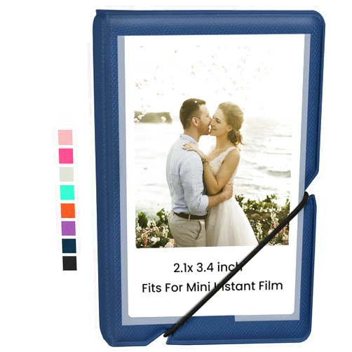 Lifting Mini Photo Album with 28 Pocket 2x3 Inch Pictures Fits for Fujifilm Instax Mini 7s 8 9 11 25 26 40 50s 90 Evo Z2300 Instant Camera, Polaroid Snap,Kpop Photocard Holder (Marine Blue)