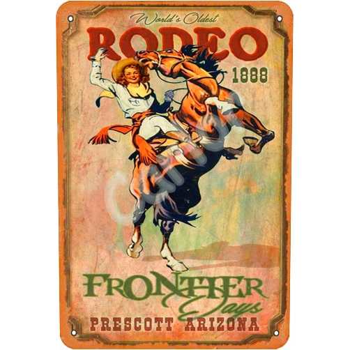 Carlor Rodeo Western Cowboy Series Poster Chic Art Prints Advertising Painting Vintage Wall Decoration Metal Tin Sign 12 X 8