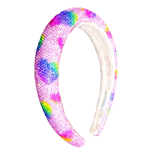 FROG SAC Padded Headbands for Girls - Rhinestone Toddler Hair Accessories, Little Girl Rainbow Heart Hair Bands, Kids Sparkle Head Band, Cute Vday Headband for Back to School