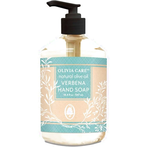 Olivia Care Liquid Hand Soap Verbena & Olive Oil. All Natural - Cleansing, Germ-Fighting, Moisturizing Hand Wash for Kitchen & Bathroom - Gentle, Mild & Natural Scented - 18.5 OZ