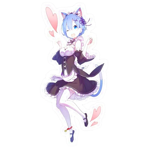 Jess-Sha 3 PCs Stickers Re:Zero - Neko Rem, re Zero Sticker for Laptop, Phone, Cars, Vinyl Funny Stickers Decal for Laptops, Guitar, Fridge