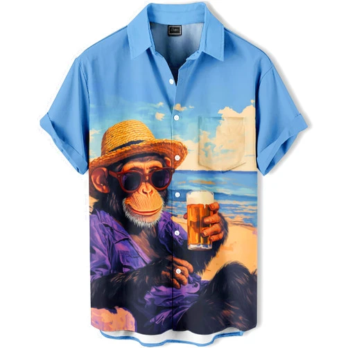 DADDYLOCO Men's Hawaiian Shirt Button Down Funny Printed Casual Short Sleeve Summer Beach Party BBQ Shirts