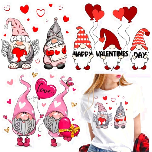 TEBWPIY 3 Sheets Valentine's Day Iron on Patches Heat Transfer Stickers Clothes Washable Heart Decals Valentine's Day Appliques for Couple Women Men DIY T-Shirt Jeans Families Clothing Jacket, Bag Patches