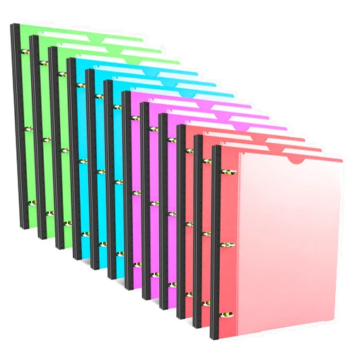 INFUN Telescoping 3 Ring Binder - 12 PCS, Flexible Round Binder with Customizable Front Cover and Clear Catalog Pocket, Holds 8.5x11 inch Paper
