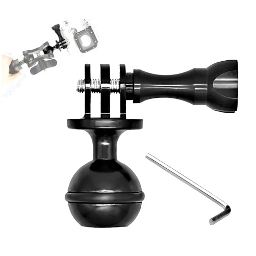 Niewalda Ball Mount Adapter,Compatible with RAM Ball Head Mounts Compatible Gopro Series/AKASO/DJI/OSMO/SJCAM Sports Camera,Aluminum Alloy Ball Action Camera Bracket(Black)