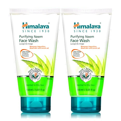 Himalaya Purifying Neem Face Wash, Normal to Oily Skin with Turmeric, Vegan, Soap Free, Paraben Free, Dermatologically Tested, SLS/SLES Free, 5.07 Fl Oz., 150 mL, 2 Pack