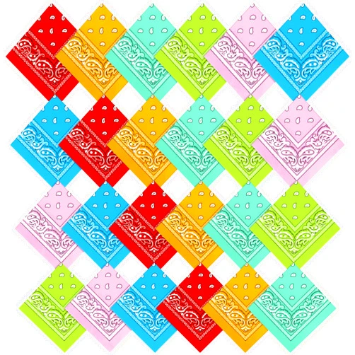 KUTTOR 24 Pcs Bandanas Paisley Bulk Polyester Bandanas Cowboy Print Head Wrap Scarf Multi Purpose Handkerchief for Men Women