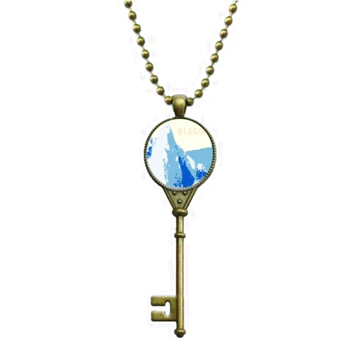 OFFbb-USA Crystallization Glacier Snow Key Necklace Pendant Tray Embellished Chain
