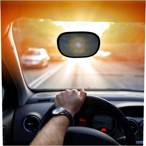 IC ICLOVER Mini Car Sun Shade for Driver (2 Pcs), Static Cling Sun Visor for Safe Driving, Glare Protection/Block Harmful UV Rays/Stray Light, Universal Windshield Sun Shade Fit Sedans, SUV, Truck
