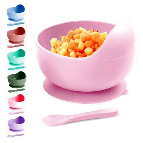 Xabono Baby Bowls With Suction BPA Free Suction Bowls For Toddlers Easy to Wash Suction Bowls For Baby And Silicone Baby Spoon Enjoyable Design Baby Suction Bowls First Food Baby Suction Plate Bowl