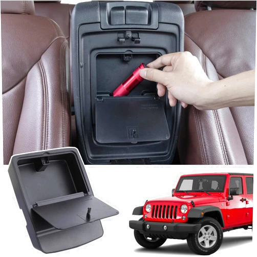 JKCOVER Center Console Hidden Organizer Box Compatible with Jeep Wrangler JK/JKU 2011-2016 2017 2018 Accessories Armrest Secret Compartment One-Touch Hidden Storage （Patent Design）
