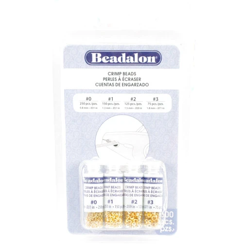 Beadalon Crimp Beads Variety Pack Sizes 0, 1, 2 & 3 600/Pkg-Gold-Plated