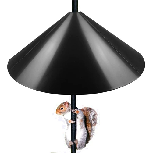 Queension Squirrel Proof Baffle, 19-inch Wide Squirrel Guard Stopper for Outdoor Bird Feeder Poles or Outside Shepherd Hooks, Save Bird Houses from Squirrels, Raccoons, and Rodents, Black, 1 Pack…