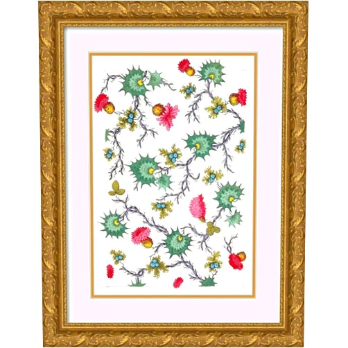 ArtDirect Anonymous 14x18 Gold Ornate Frame and Double Matted Museum Art Print Titled: Floral Design for Printed Textile Pl XV (1800-1818)