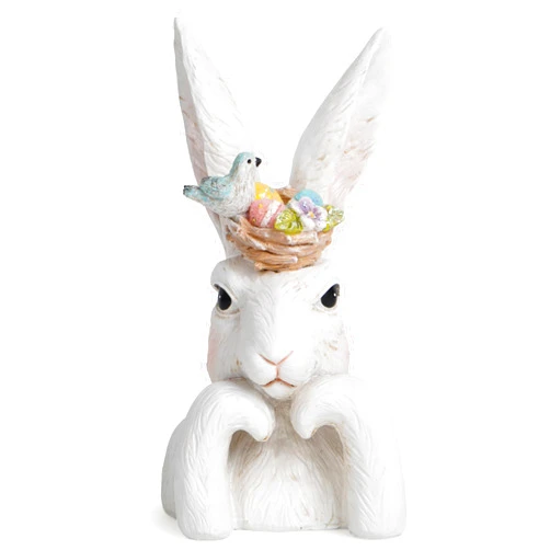 Hodao Easter Bunny Home Decorations Spring Flower Bunny Figurines Decor for Easter Day Tabletopper Bunny Decorations for Easter Party Home Holiday Cute Rabbit Easter Day Gifts Decor (Bird Nest)