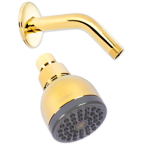 Aqua Elegante 3 Inch Shower Head & Shower Arm - High Pressure Boosting Wall Mount Showerhead For Low Flow Showers With 6 Inch Stainless Steel Wall-Mounted Shower Arm And Flange, 2.5 GPM - Polished Brass