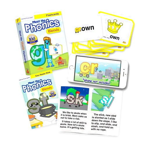 Preschool Prep Company Meet The Phonics Blends Fun Pack – Watch, Practice & Read! Bundle Includes Flashcards, Movie Download, & Easy Reader Book