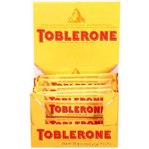 Generic toblarone Swiss Milk Chocolate Candy Bars with Honey and Almond Nougat - 24-1.2 oz Bars