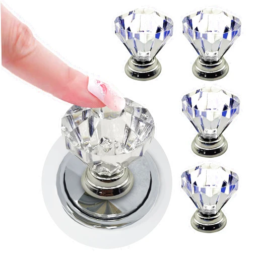 XQIGI Toilet Tank Button Pack of 4,Crystal Toilet Top Push Button Aids Flush Replacement for Women Long Nail Art, Diamond Adhesive Accessory Handle for Drawer Knobs Decor（Silver）