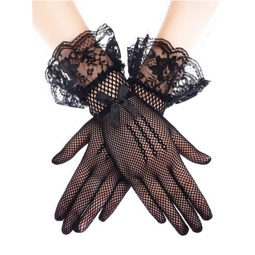 SATINIOR Women Lace Gloves Elegant Short Lace Gloves Tea Party Gloves for Women halloween Wedding Dinner Party