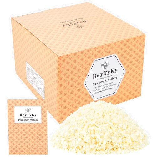 BeyTyKy 10Lb Organic White Beeswax Pellets - Beeswax for Candle Making Triple Filtered Candle Wax for DIY Cream, Lip Balms, Lotions, and Soap Making Supplies, Cosmetic Grade Easy Melt Pure and Natural BeesWax