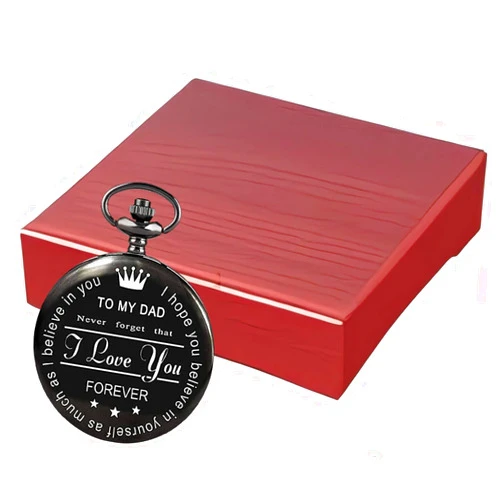 Udaney to My Dad Pocket Watch + Keychain Stone with Beautiful Box for Dad Gifts | Father's Day Gifts