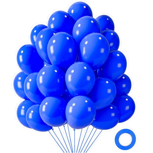 LovesTown 110PCS Dark Blue Latex Balloons, 12 Inch Royal Blue Thicken Helium Balloons with Ribbon for Boys Birthday Graduation Engagement Baby Shower Party Decorations